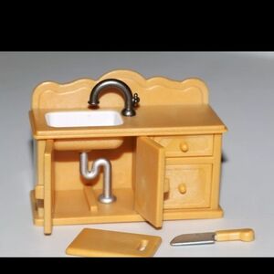 Sylvanian Families kitchen set calico critters epoch sink, knife, cutting board